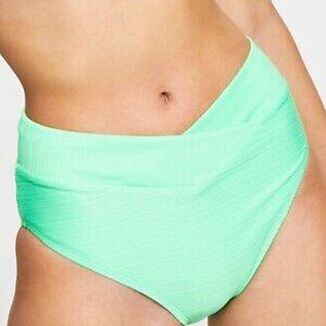 SALT+COVE MINT GREEN RIBBED V-CUT HIGH WAIST BIKINI BOTTOM SIZE SMALL NWT